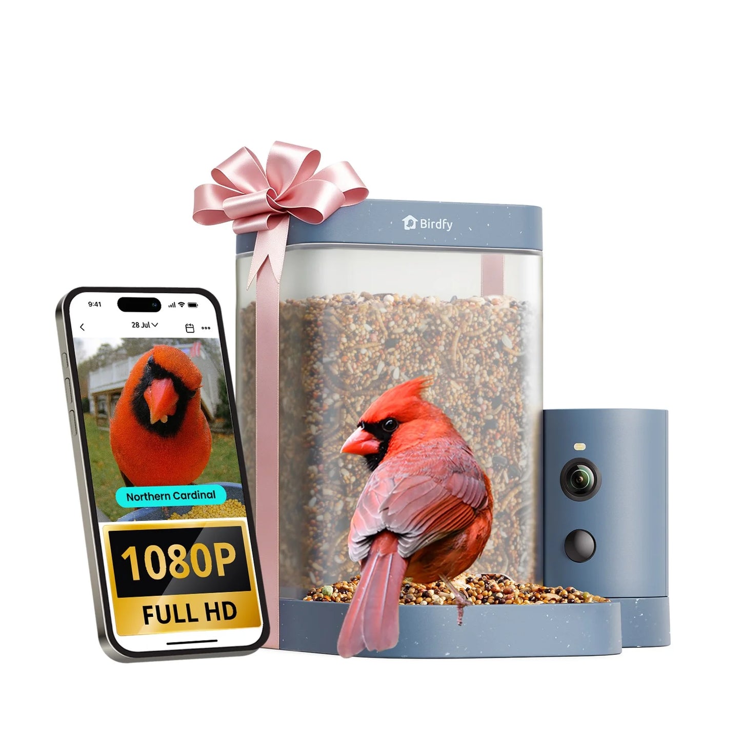 Smart Bird Feeder with Integrated Camera, 60FPS Video Quality, AI Bird Identification, Instant Notifications, and Automatic Capture – Ideal Gift for Avian Enthusiasts