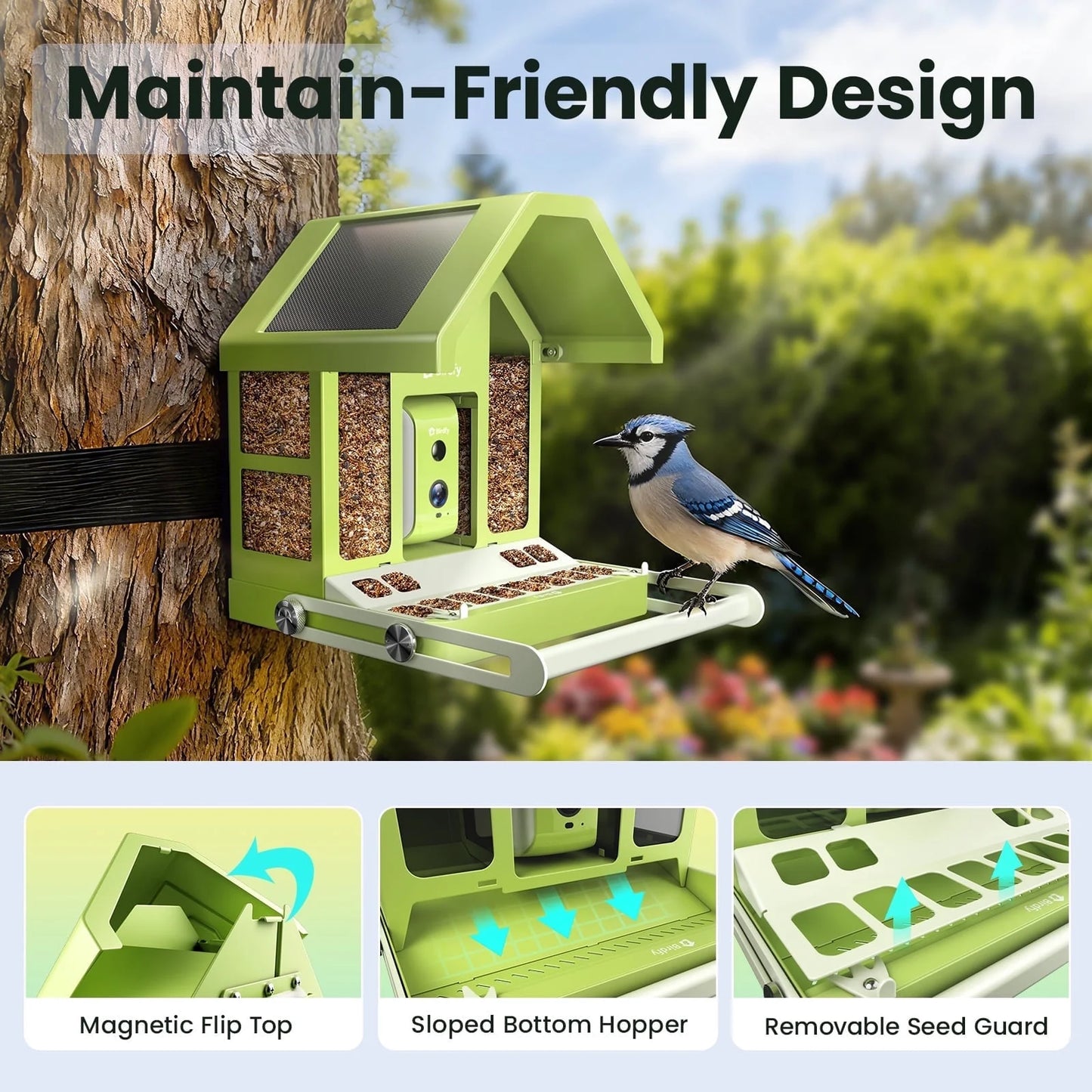 Intelligent Bird Feeder with Integrated Camera, AI Bird Recognition, Automated Notifications, Complimentary App, Durable Metal Construction – Accommodates up to 2.5L of Bird Seed, Perfect Gift for Bird Enthusiasts
