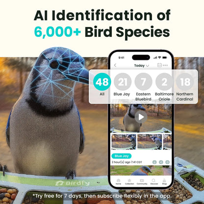 Intelligent Bird Feeder with Integrated Camera, AI Bird Recognition, Automated Notifications, Complimentary App, Durable Metal Construction – Accommodates up to 2.5L of Bird Seed, Perfect Gift for Bird Enthusiasts