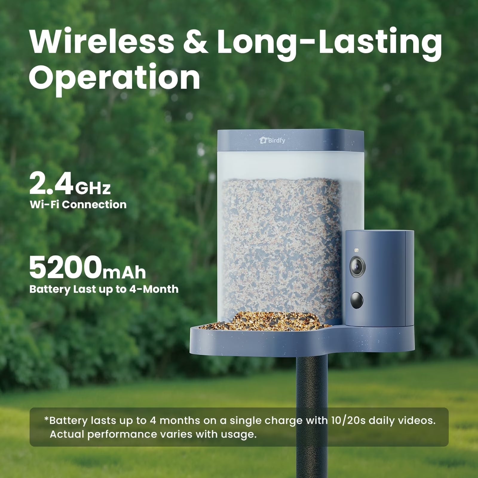 Smart Bird Feeder with Integrated Camera, 60FPS Video Quality, AI Bird Identification, Instant Notifications, and Automatic Capture – Ideal Gift for Avian Enthusiasts