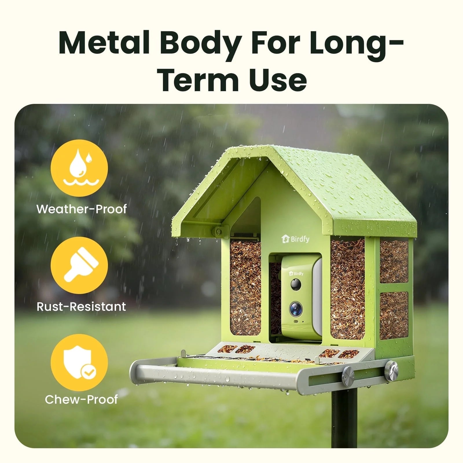 Intelligent Bird Feeder with Integrated Camera, AI Bird Recognition, Automated Notifications, Complimentary App, Durable Metal Construction – Accommodates up to 2.5L of Bird Seed, Perfect Gift for Bird Enthusiasts
